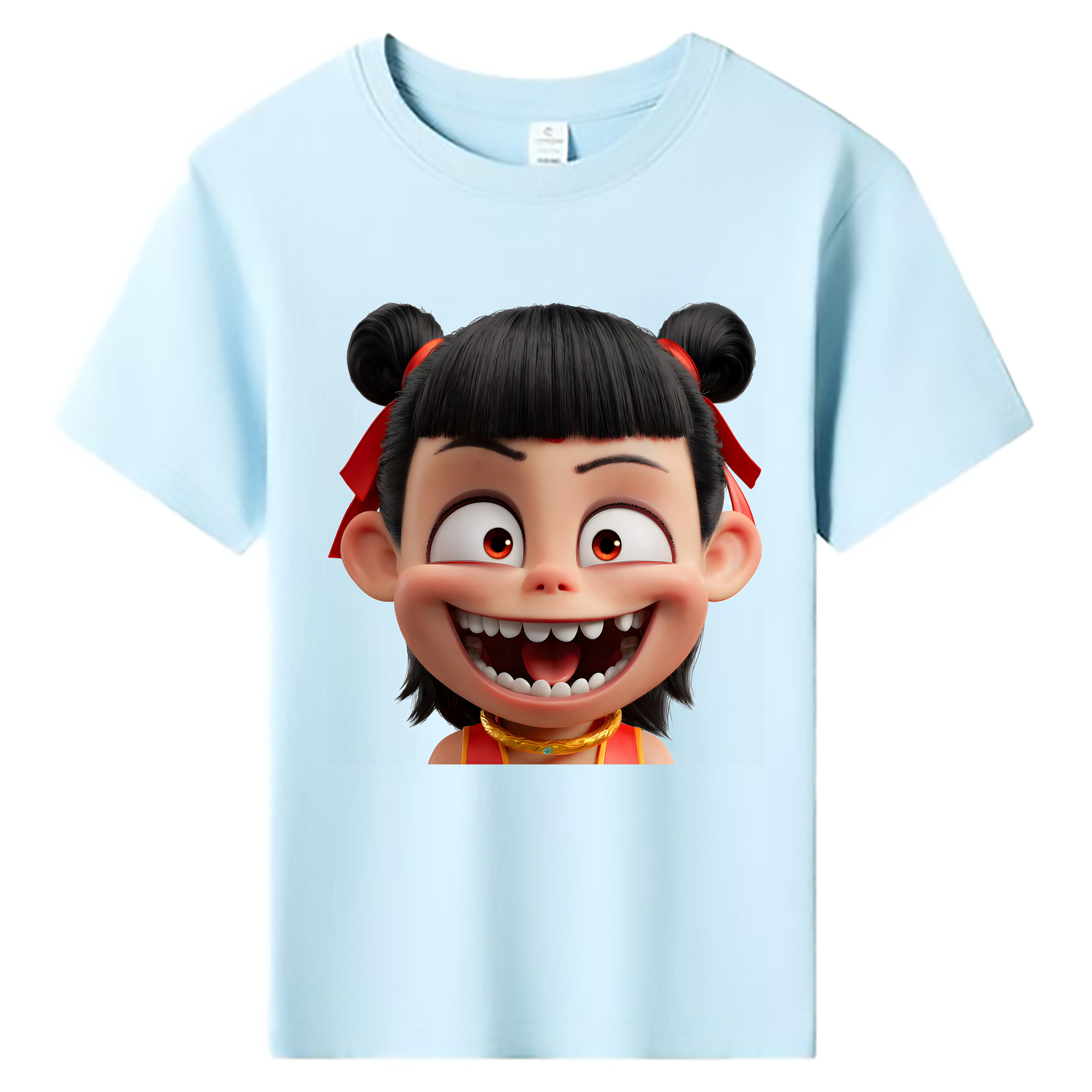 （画像用） Ne Zha 2 ナタ 魔童の大暴れ 綿100％キッズTシャツ（フロントプリント）